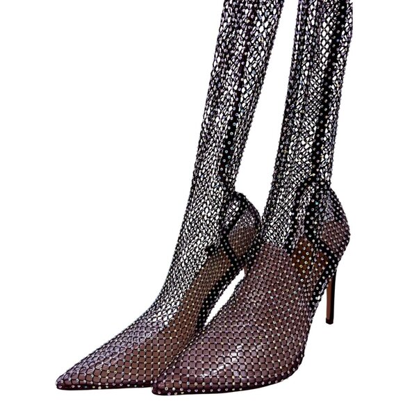 NIB Rhinestone Embellished Over-The-Knee Super Stretch Pointed Toe Stiletto Heel - Picture 6 of 16